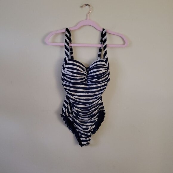 Nip Tuck Navy Ahoy Joanne Foil Twist Front Tummy Control Bathing Suit Si… - Picture 3 of 6
